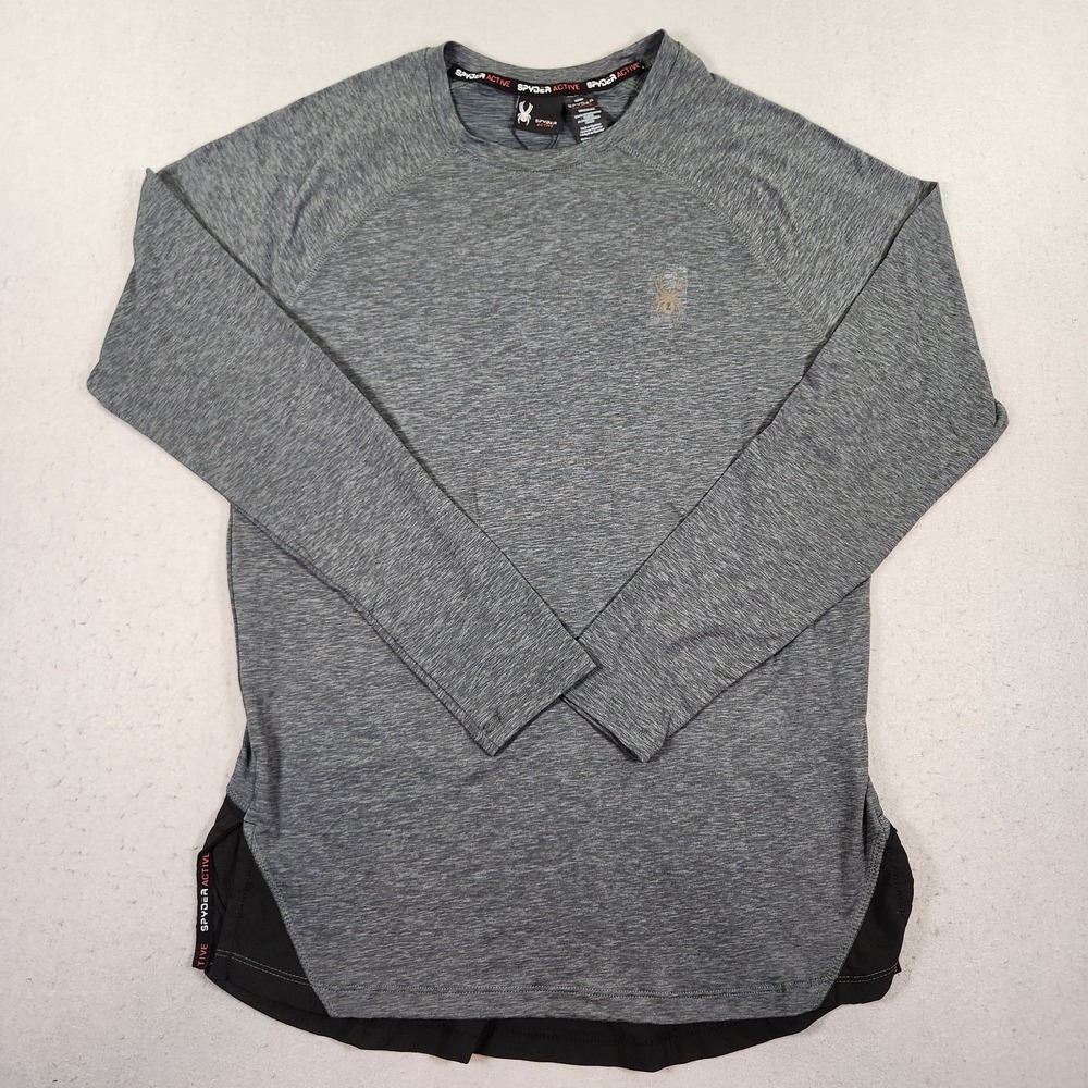 Spyder Active Men's Long Sleeve Shirt Gray Medium Stretch Wicking NWT